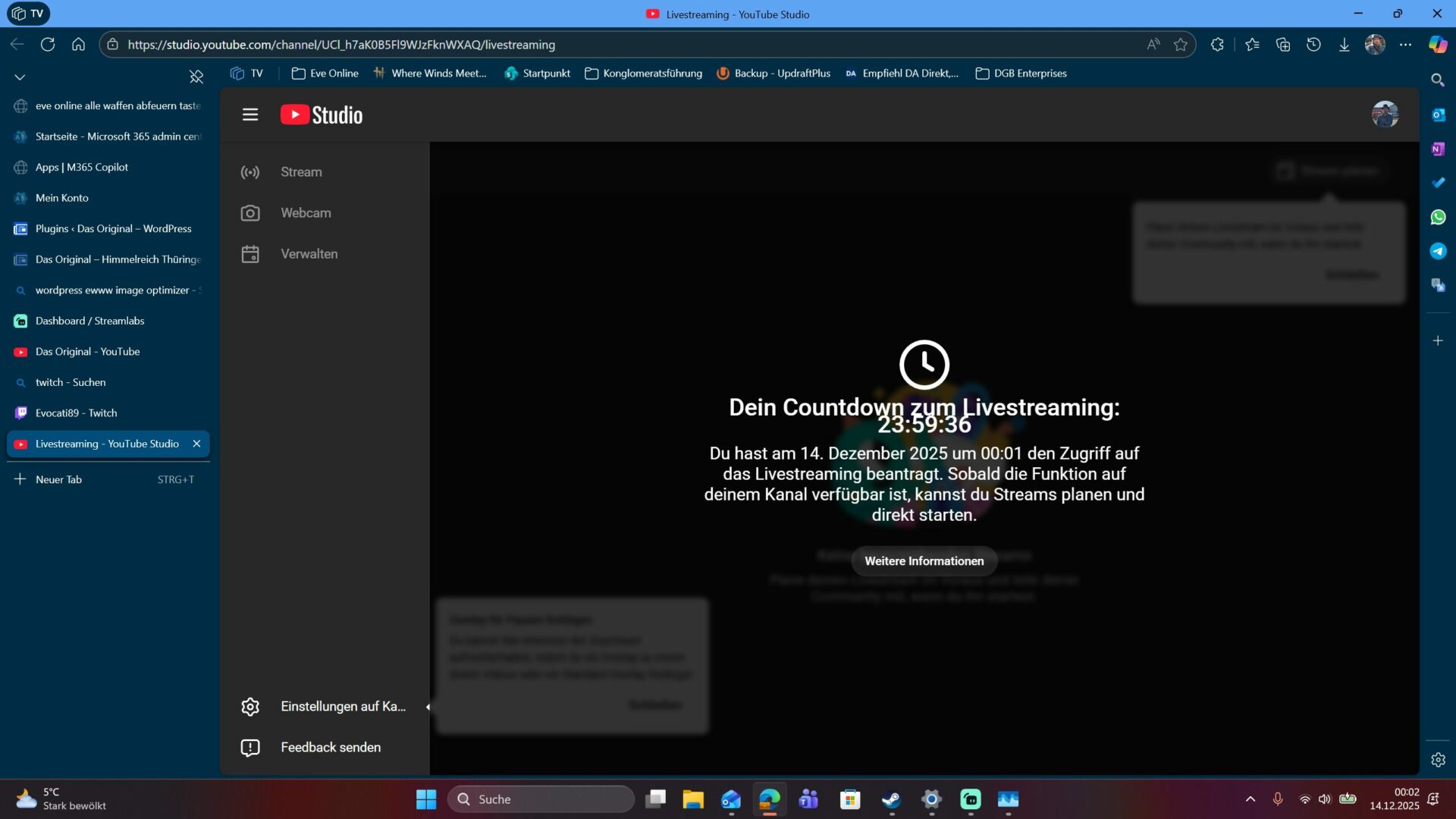 Screenshot - Countdown für Livestream freischaltung